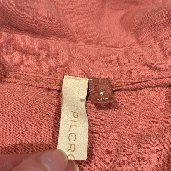 Anthropologie Pilcro Pink Cotton Gauze Button Down Blouse - Picture 3 of 8